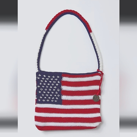 The Sak Handbags - The SAK-Red/White/Blue Flag Crochet Knit Patriotic Shoulder Bag Satchel